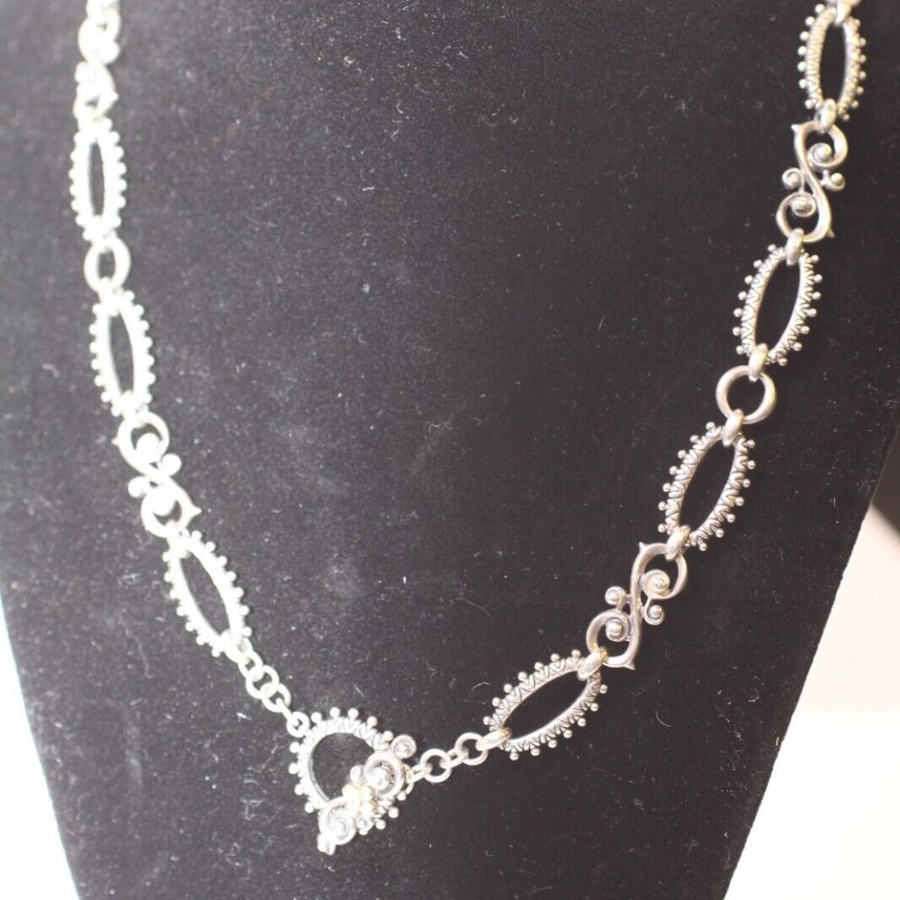 Bixby 18K Gold 925 Sterling Silver Textured Link Toggle Necklace (R754)